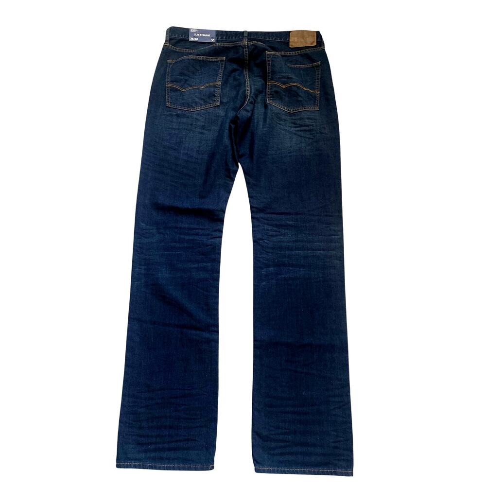NWT American Eagle Slim Straight Jeans 36x36 Dark Wash Blue Denim Mens